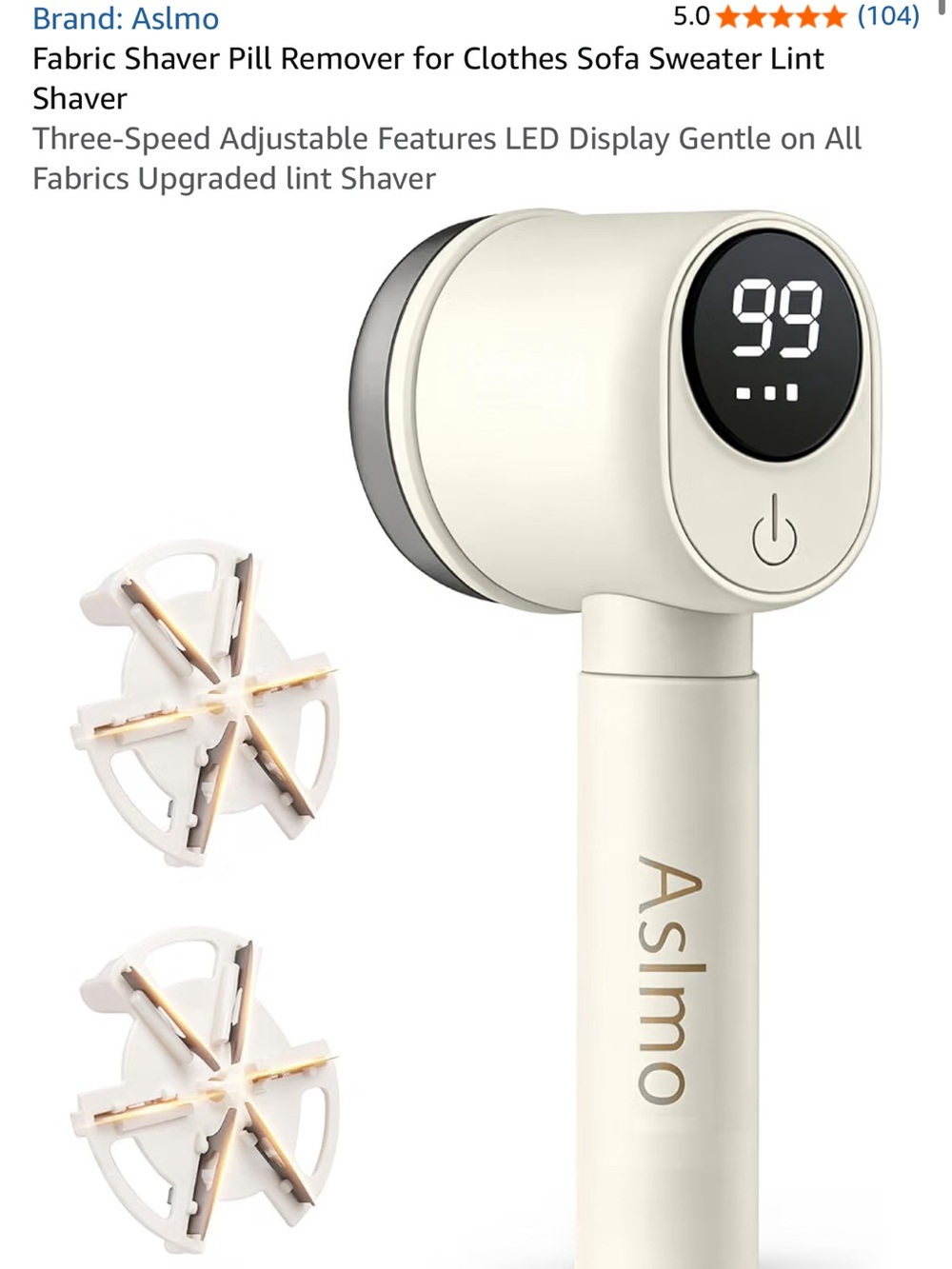 Cream Fabric Shaver with LED Display - Portable Lint Remover